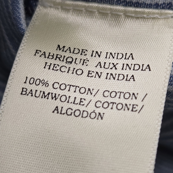 Porridge Top Denim Cropped Striped Off Shoulder - Picture 14 of 16